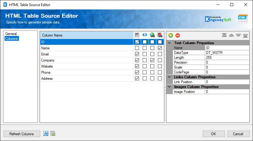 SSIS HTML Table Source - Columns